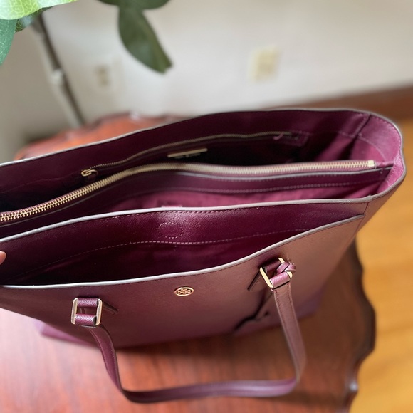 Tory Burch Large Triple Compartment Tote - Burgundy - Picture 8 of 12